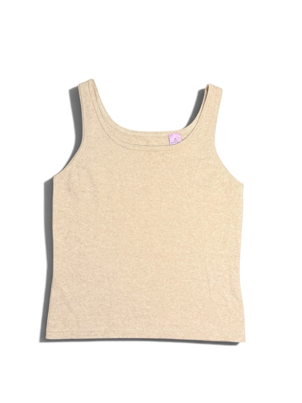 100% Cashmere Beige Scoop Neck Tank Top Size M